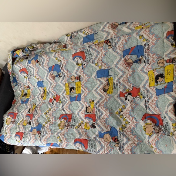 Rare Vintage 1971 Peanuts Snoopy Charlie Brown &Gang Video Game comforter - Picture 5 of 8